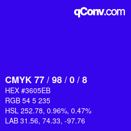 颜色代码: CMYK 77 / 98 / 0 / 8 | qconv.com