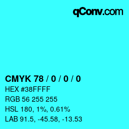 Farbcode: CMYK 78 / 0 / 0 / 0 | qconv.com