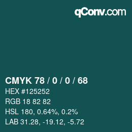 Color code: CMYK 78 / 0 / 0 / 68 | qconv.com