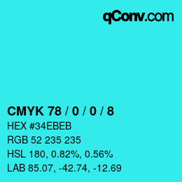 Color code: CMYK 78 / 0 / 0 / 8 | qconv.com