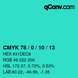 Color code: CMYK 78 / 0 / 10 / 13 | qconv.com