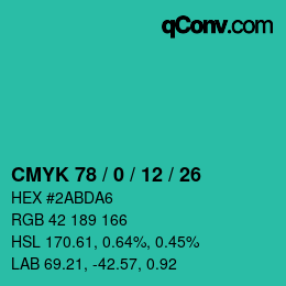 Código de color: CMYK 78 / 0 / 12 / 26 | qconv.com