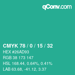 Color code: CMYK 78 / 0 / 15 / 32 | qconv.com