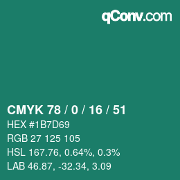 Color code: CMYK 78 / 0 / 16 / 51 | qconv.com