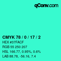 Color code: CMYK 78 / 0 / 17 / 2 | qconv.com