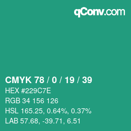 颜色代码: CMYK 78 / 0 / 19 / 39 | qconv.com
