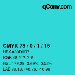 Color code: CMYK 78 / 0 / 1 / 15 | qconv.com