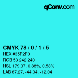 Color code: CMYK 78 / 0 / 1 / 5 | qconv.com