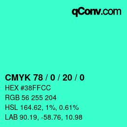 Color code: CMYK 78 / 0 / 20 / 0 | qconv.com