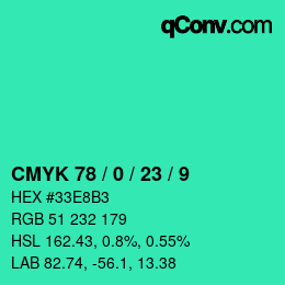 Color code: CMYK 78 / 0 / 23 / 9 | qconv.com