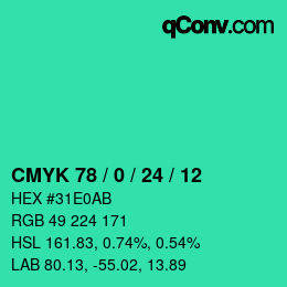 Color code: CMYK 78 / 0 / 24 / 12 | qconv.com