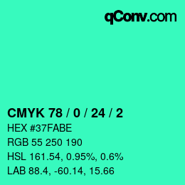 颜色代码: CMYK 78 / 0 / 24 / 2 | qconv.com