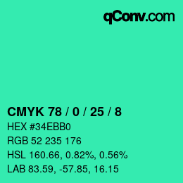 Color code: CMYK 78 / 0 / 25 / 8 | qconv.com
