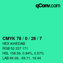 Color code: CMYK 78 / 0 / 28 / 7 | qconv.com