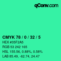 Farbcode: CMYK 78 / 0 / 32 / 5 | qconv.com