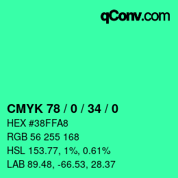 Código de color: CMYK 78 / 0 / 34 / 0 | qconv.com