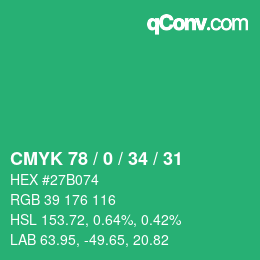 Color code: CMYK 78 / 0 / 34 / 31 | qconv.com