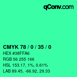 Código de color: CMYK 78 / 0 / 35 / 0 | qconv.com