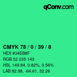 Color code: CMYK 78 / 0 / 39 / 8 | qconv.com