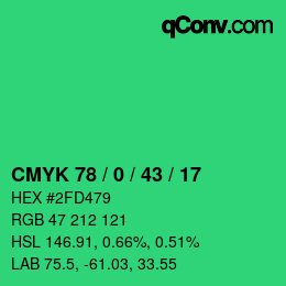 Color code: CMYK 78 / 0 / 43 / 17 | qconv.com