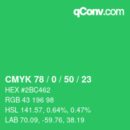 Color code: CMYK 78 / 0 / 50 / 23 | qconv.com