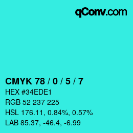 Color code: CMYK 78 / 0 / 5 / 7 | qconv.com