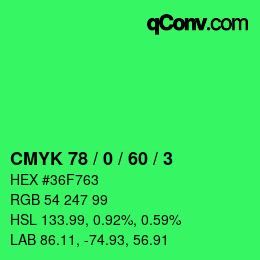 颜色代码: CMYK 78 / 0 / 60 / 3 | qconv.com