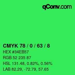 Color code: CMYK 78 / 0 / 63 / 8 | qconv.com