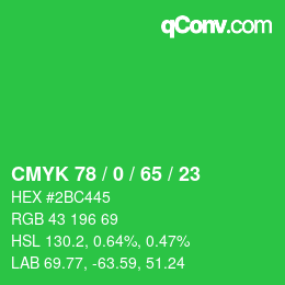 Color code: CMYK 78 / 0 / 65 / 23 | qconv.com