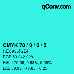 カラーコード: CMYK 78 / 0 / 6 / 5 | qconv.com
