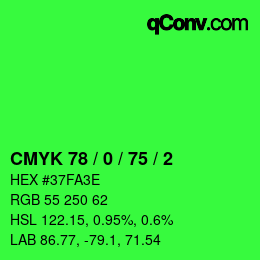 Color code: CMYK 78 / 0 / 75 / 2 | qconv.com