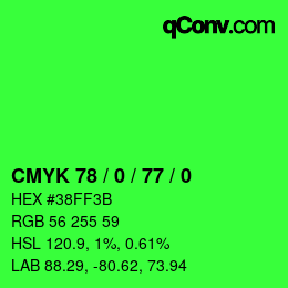 Color code: CMYK 78 / 0 / 77 / 0 | qconv.com