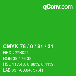 Color code: CMYK 78 / 0 / 81 / 31 | qconv.com