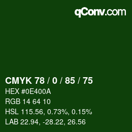 Color code: CMYK 78 / 0 / 85 / 75 | qconv.com