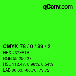 Color code: CMYK 78 / 0 / 89 / 2 | qconv.com