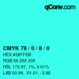 Color code: CMYK 78 / 0 / 8 / 0 | qconv.com