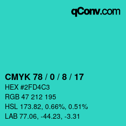 Color code: CMYK 78 / 0 / 8 / 17 | qconv.com