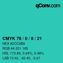 Color code: CMYK 78 / 0 / 8 / 21 | qconv.com