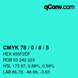 カラーコード: CMYK 78 / 0 / 8 / 5 | qconv.com
