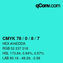 Color code: CMYK 78 / 0 / 8 / 7 | qconv.com