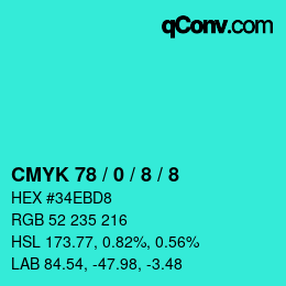 Color code: CMYK 78 / 0 / 8 / 8 | qconv.com