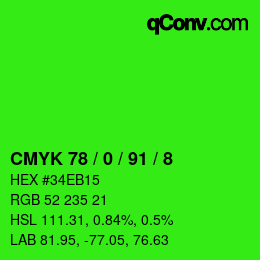 Color code: CMYK 78 / 0 / 91 / 8 | qconv.com