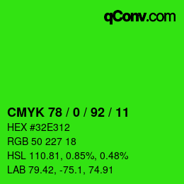 Color code: CMYK 78 / 0 / 92 / 11 | qconv.com