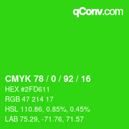 Color code: CMYK 78 / 0 / 92 / 16 | qconv.com