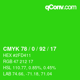 Color code: CMYK 78 / 0 / 92 / 17 | qconv.com