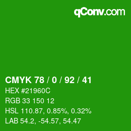 Color code: CMYK 78 / 0 / 92 / 41 | qconv.com