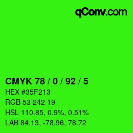 Color code: CMYK 78 / 0 / 92 / 5 | qconv.com