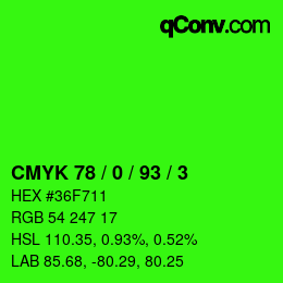 Color code: CMYK 78 / 0 / 93 / 3 | qconv.com