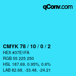 Código de color: CMYK 78 / 10 / 0 / 2 | qconv.com