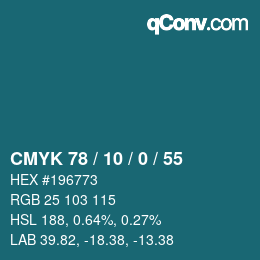 颜色代码: CMYK 78 / 10 / 0 / 55 | qconv.com